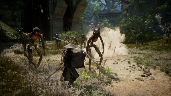 Emma fights a group of enemies during an early combat encounter in Beast of Reincarnation